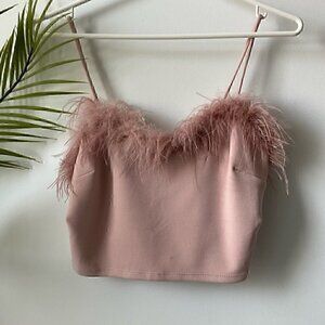 Y2K Inspired Forever 21 Pink Fur Lined Crop Top M